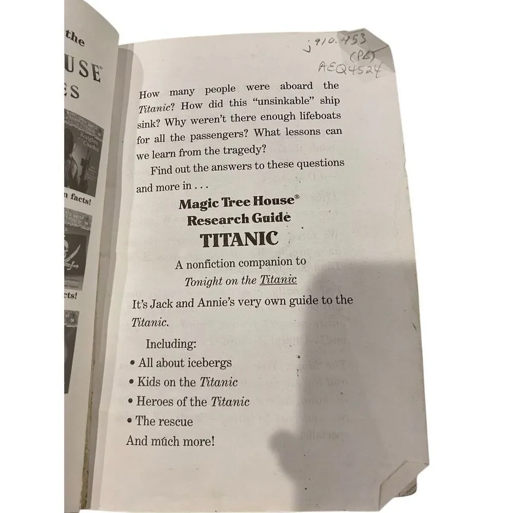 Magic Tree House Research Guide Titanic Book Will Osborne Mary Pope School